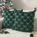 Kit 2 Peças Capa de Almofada de Natal Pinheiros em Pelúcia 45x45 cm