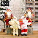 Kit com 4 Bonecos Papai Noel Tradicional Casa Splendida em cores variadas, decoração natalina completa para sua casa