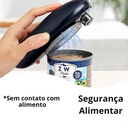 Abridor elétrico de latas com 1 toque e corte seguro – ideal para todas as idades, compacto e fácil de usar