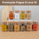 Kit com 10 potes de vidro 200ml com tampa de cortiça natural e etiquetas à prova d’água