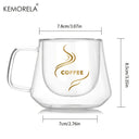 Conjunto de 4 Xícaras de vidro duplo KEMORELA com alça e design elegante para café e chá
