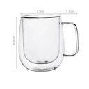 Caneca vidro borossilicato 250ml parede dupla com alça para café ou chá
