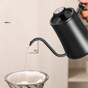 Chaleira preta 550ml com bico fino e cabo de madeira, com ou sem termômetro na tampa para preparo de café