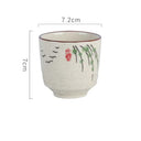 Xícara japonesa cerâmica branca com detalhe floral azul artesanal