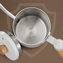 Chaleira gooseneck 600ml com cabo de madeira e bico fino curvo para preparo manual de café