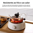 Chaleira e xícaras de vidro pretas design elegante Casa Splendida