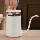 Chaleira gooseneck 600ml com cabo de madeira e bico fino curvo para preparo manual de café