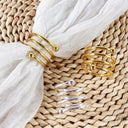 Porta-guardanapos metálicos vazados com acabamento eletroplated em dourado e prata para decoração de mesa posta