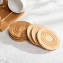 Conjunto com 6 canecas cerâmica 190ml suporte bambu e porta-copos