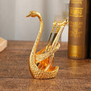 Conjunto cisne dourado com 6 garfos em inox para café