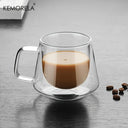 Conjunto de 4 Xícaras de vidro duplo KEMORELA com alça e design elegante para café e chá