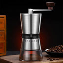 Moedor manual de café inox com alça de madeira e 8 níveis de moagem ajustável