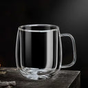 Caneca vidro borossilicato 350ml parede dupla com alça ideal para lattes