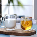 Caneca vidro borossilicato 250ml parede dupla com alça para café ou chá