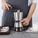 Moedor manual de café inox com alça de madeira e 8 níveis de moagem ajustável