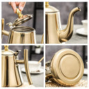 Chaleira inox dourada com infusor removível para chá elegante Casa Splendida