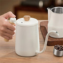 Chaleira gooseneck 600ml com cabo de madeira e bico fino curvo para preparo manual de café