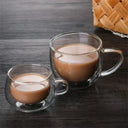 Caneca vidro borossilicato 350ml parede dupla com alça ideal para lattes