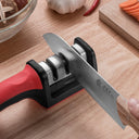 Amolador de facas inox com 3 estágios de afiação e base resistente – ideal para cozinha, churrasco e uso profissional
