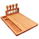 Tábua de corte em bambu com faca para queijos – 35,5x28cm