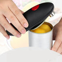 Abridor elétrico de latas com 1 toque e corte seguro – ideal para todas as idades, compacto e fácil de usar