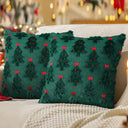 Kit 2 capas de almofada de Natal verdes com pinheiros e laços vermelhos — Casa Splendida