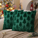 Kit 2 capas de almofada de Natal verdes com pinheiros em relevo — Casa Splendida