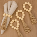 Porta-Guardanapo de Contas de Madeira com Tassel Casa Splendida