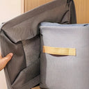 Caixa organizadora de tecido caqui para guarda-roupa