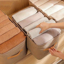 Caixa organizadora de tecido caqui para guarda-roupa