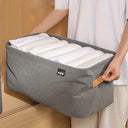 Caixa organizadora de tecido caqui para guarda-roupa