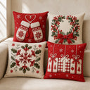 Kit 4 Peças Capa de Almofada de Natal Rústica Flocos de Neve 45x45 cm