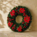 Guirlanda de Natal Estruturada 38 cm com Flores Vermelhas
