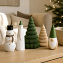 Kit Enfeites de Natal Minimalista 5 Peças com Árvores e Gnomo