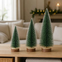 Kit 3 Mini Árvores de Natal Nevadas para Mesa