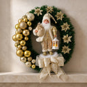 Guirlanda de Natal Dourada com Papai Noel e LED