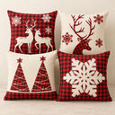 Kit 4 Capas de Almofada de Natal Xadrez Renas 45x45 cm
