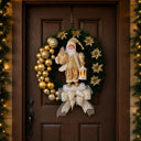 Guirlanda de Natal Dourada com Papai Noel e LED