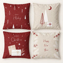 Kit 4 Capas de Almofada de Natal Pinheiros Bordo 45x45 cm