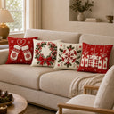 Kit 4 Peças Capa de Almofada de Natal Rústica Flocos de Neve 45x45 cm