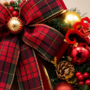Guirlanda de Natal Xadrez com Papai Noel e Bolas Douradas