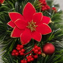 Guirlanda de Natal Estruturada 38 cm com Flores Vermelhas