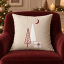 Kit 4 Capas de Almofada de Natal Pinheiros Bordo 45x45 cm