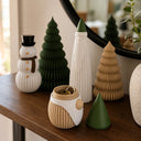 Kit Enfeites de Natal Minimalista 5 Peças com Árvores e Gnomo
