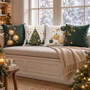 Kit 4 Capas de Almofada de Natal Verde e Dourado 45x45 cm