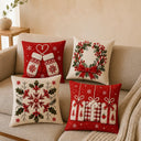 Kit 4 Peças Capa de Almofada de Natal Rústica Flocos de Neve 45x45 cm