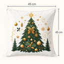 Kit 4 Capas de Almofada de Natal Verde e Dourado 45x45 cm