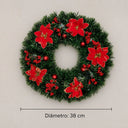 Guirlanda de Natal Estruturada 38 cm com Flores Vermelhas