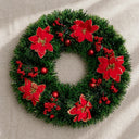 Guirlanda de Natal Estruturada 38 cm com Flores Vermelhas