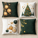 Kit 4 Capas de Almofada de Natal Verde e Dourado 45x45 cm